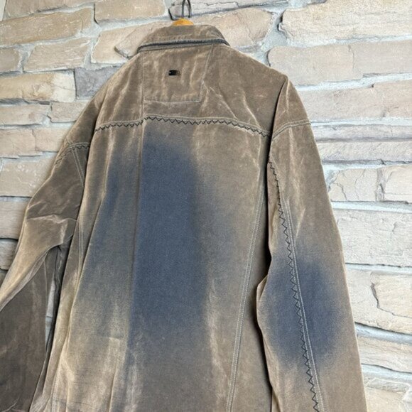 Deadstock Godbody Denim Technology Tan Cotton Faux Suede Jean Jacket Mens 3XL - Picture 4 of 10